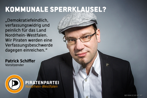 Patrick Schiffer, Vorsitzender der Piratenpartei NRW, zur Einführung einer kommunalen Sperrklausel - Foto: CC-BY NC ND be-him